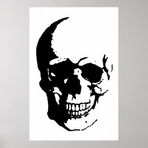 Skull Poster - Schwarz & Weiß Metal Fantasy Art