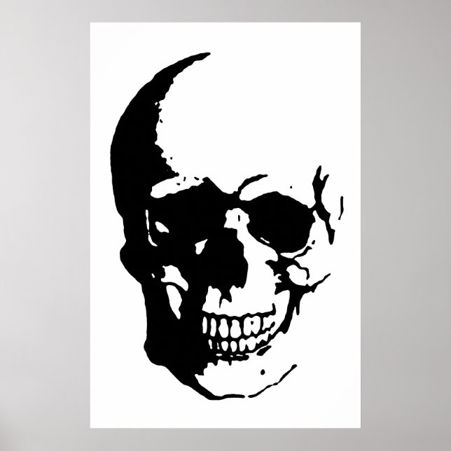 Skull Poster - Schwarz & Weiß Metal Fantasy Art (Vorne)