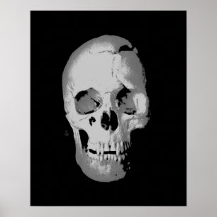 Skull Poster - Schwarz & Weiß Pop Kunst, Fantasie 