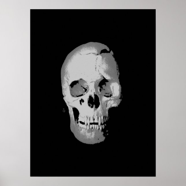 Skull Poster - Schwarz & Weiß Pop Kunst, Fantasie  (Vorne)