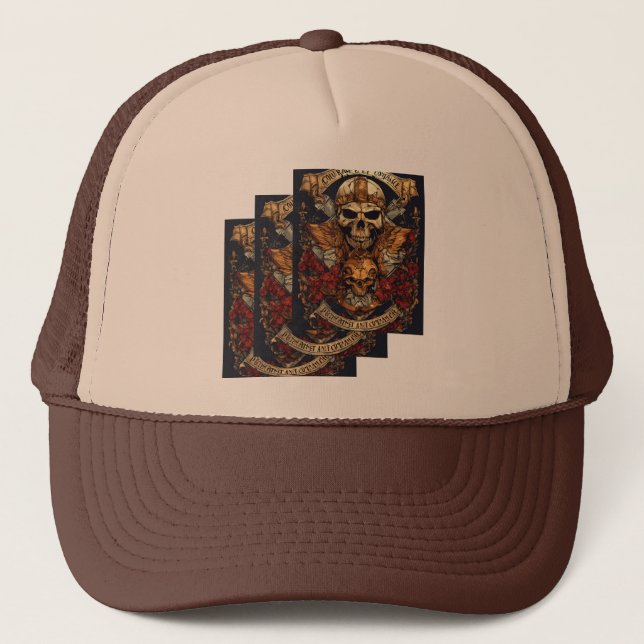 Skull-Printed Premium Cap Truckerkappe (Vorderseite)
