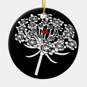 Skull Queen Anne's Lace-Blume Keramikornament