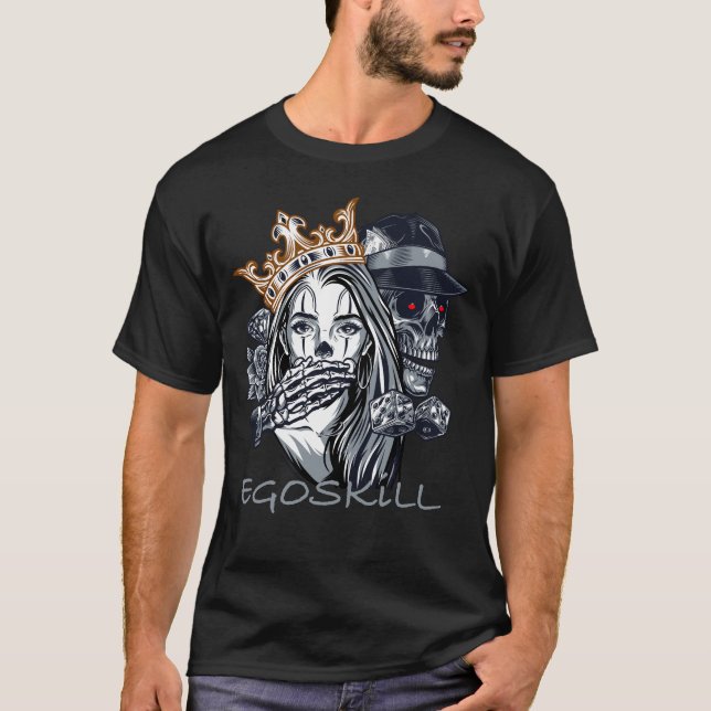 Skull Queen & Dice – EGOSKILL Design T-Shirt (Vorderseite)
