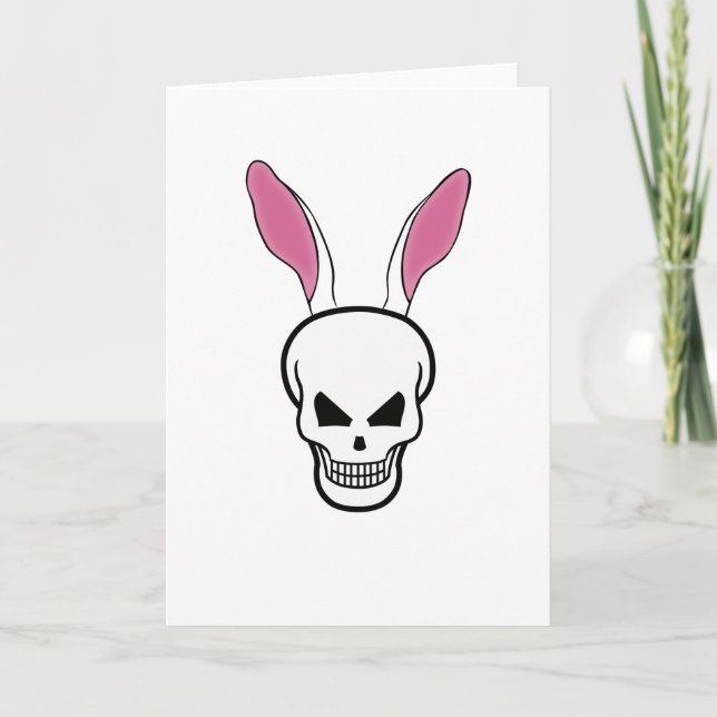 Skull Rabbit Happy Ostertag Feiertagskarte (Vorderseite)