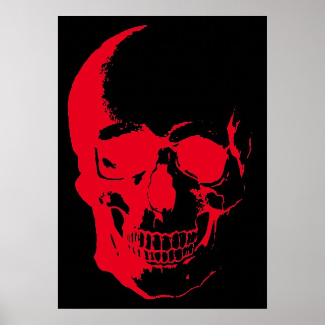 Skull Red Black Heavy Metal Rock Fantasy Art Poster (Vorne)