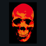 Skull Red Black Pop Art Poster<br><div class="desc">Fantasy Art Skull Poster Print - Black & Red Heavy Metal Punk Rock Uni Pop Art</div>