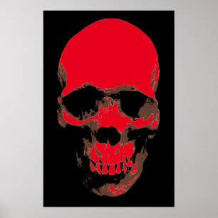 Skull Red Black Pop Art Poster