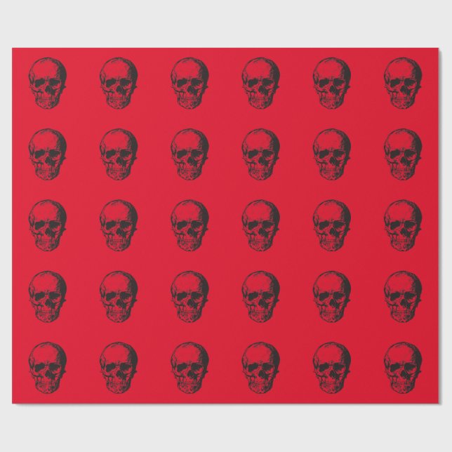 Skull Red Pop Art Geschenkpapier (Flach)