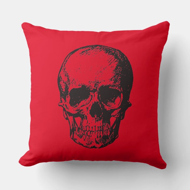 Skull Red Pop Art Kissen (Vorderseite)