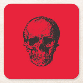 Skull Red Pop Art Rechteckiger Pappuntersetzer