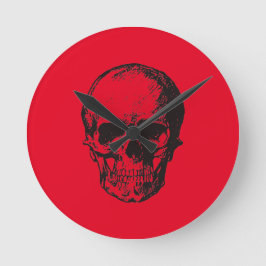 Skull Red Pop Art Runde Wanduhr
