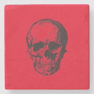 Skull Red Pop Art Steinuntersetzer