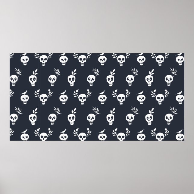 Skull regelmäßiges Polka-Punktmuster mit Pflanze u Poster (Vorne)