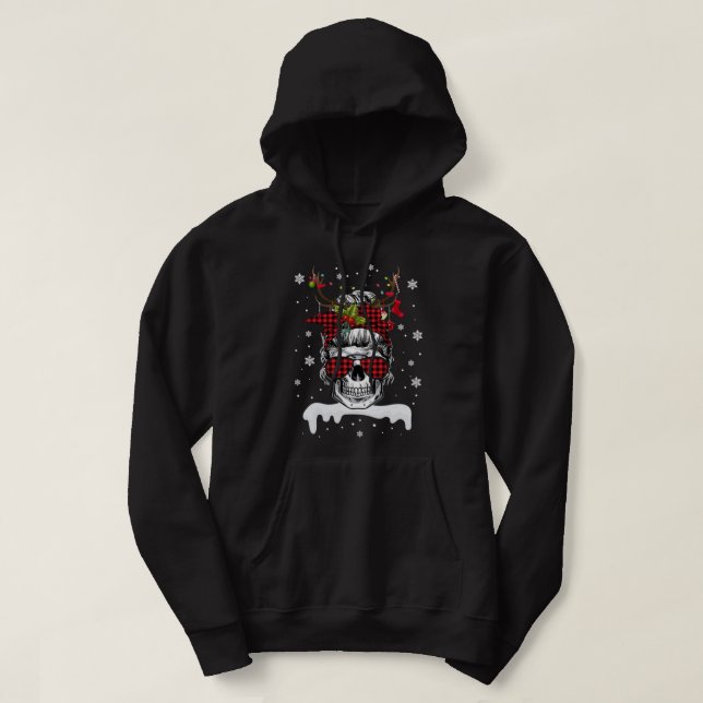 Skull Reindeer Christmas Funny Skulls Weihnachtsma Hoodie (Design vorne)