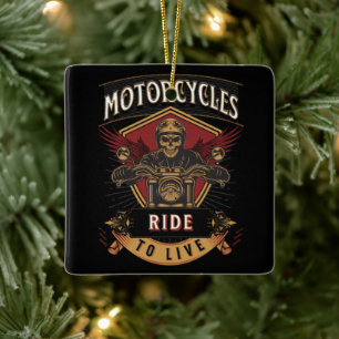 Skull Ride Motorräder, Reite um zu Leben Keramikornament