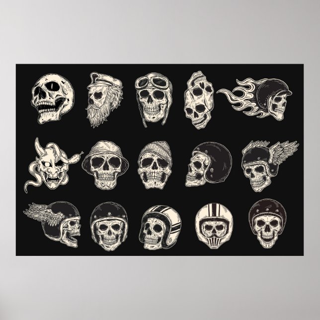 Skull Rider Helmet Head Poster (Vorne)