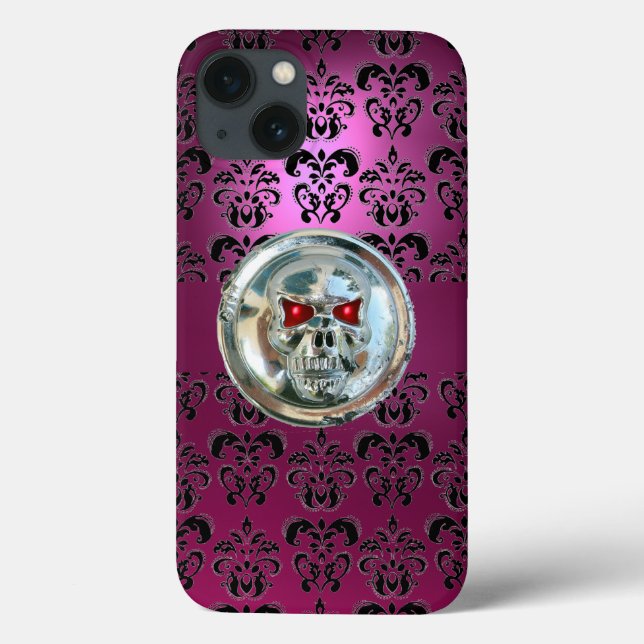 SKULL RIDERS AMETHYST PINK BLACK DAMASK Case-Mate iPhone HÜLLE (Rückseite)