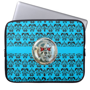 SKULL RIDERS DAMASK blau schwarz Laptopschutzhülle