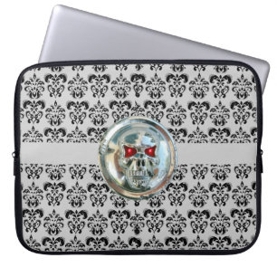 SKULL RIDERS DAMASK grau schwarz Laptopschutzhülle