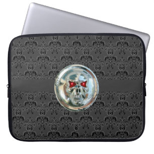 SKULL RIDERS DAMASK grau schwarz Laptopschutzhülle