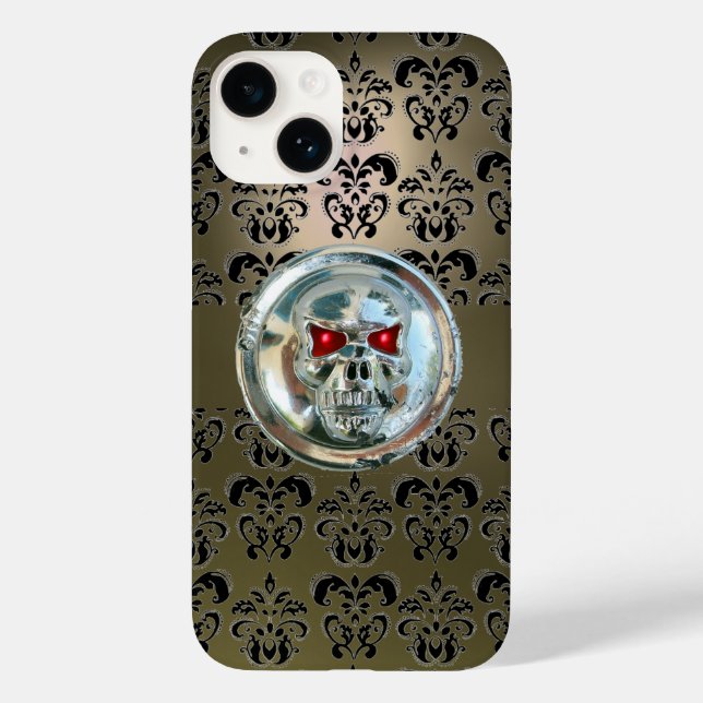 SKULL RIDERS GRAY BLACK DAMASK Case-Mate iPhone HÜLLE (Rückseite)