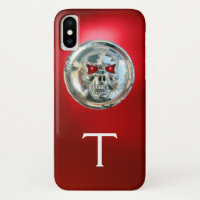 SKULL RIDERS METAL GRAY RED MONOGRAM