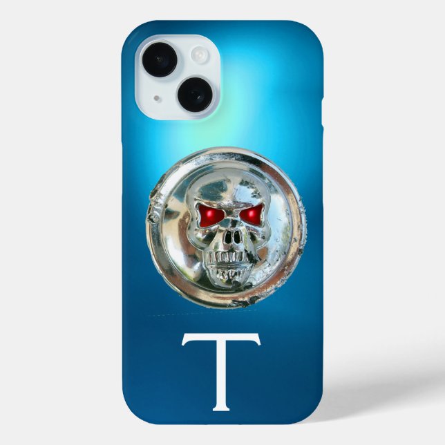 SKULL RIDERS MONOGRAM Aqia Blue Case-Mate iPhone Hülle (Rückseite)