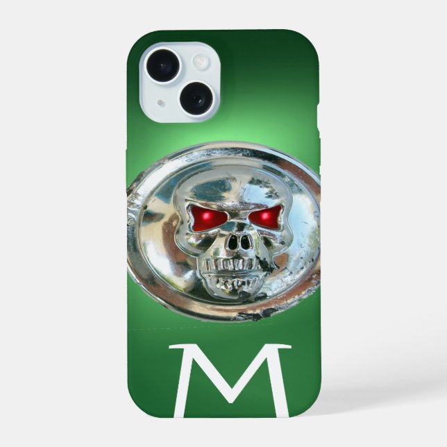 SKULL RIDERS MONOGRAM grün iPhone 15 Hülle (Rückseite)