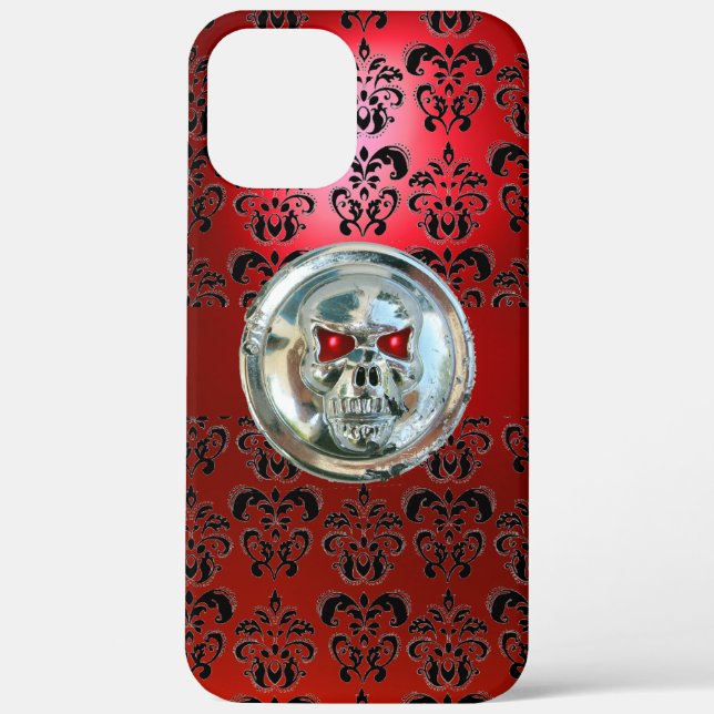SKULL RIDERS RED BLACK DAMASK Case-Mate iPhone HÜLLE (Rückseite)