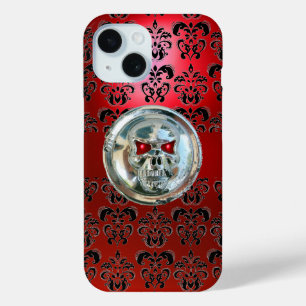 SKULL RIDERS RED BLACK DAMASK iPhone 15 HÜLLE