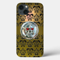 SKULL RIDERS YELLOW BLACK DAMASK Case-Mate iPhone