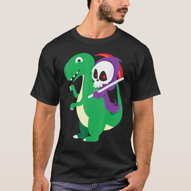 Skull Riding T Rey Cool Dinosaur Dino Halloween Co T-Shirt (Vorderseite)