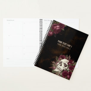 Skull Rose Burgundy Dark Grunge Personalisiert Planer