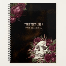 Skull Rose Burgundy Dark Grunge Personalisiert Planer