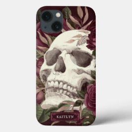 Skull Rose Burgundy Personalisiert Case-Mate iPhone Hülle