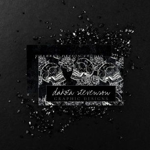 Skull Rose Chalk   Funky Gothic Grunge Branding Visitenkarte