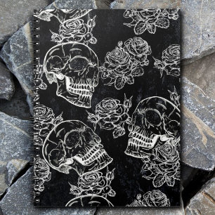 Skull Rose Chalk   Funky Gothic Grunge Lyric Gedic Notizblock