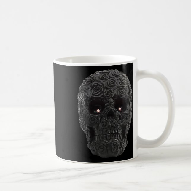 Skull Rose Gothic Floral Halloween Kostümskelett Kaffeetasse (Rechts)