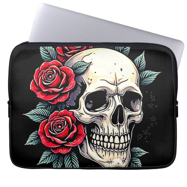 Skull Rose Tattoo Art Laptopschutzhülle (Vorderseite)