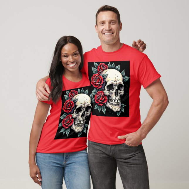 Skull Rose Tattoo Art T-Shirt (Unisex)
