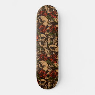 Skull Rose Vintag Gothic Muster Skateboard