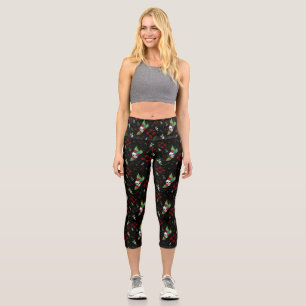 Skull Rose Zia Sun Greenerity Black New Mexico Capri Leggings