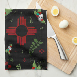 Skull Rose Zia Sun Greenerity Black New Mexico Geschirrtuch