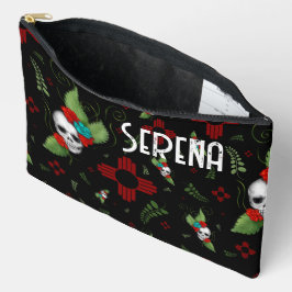 Skull Rose Zia Sun Greenerity Black New Mexico Zubehörtasche