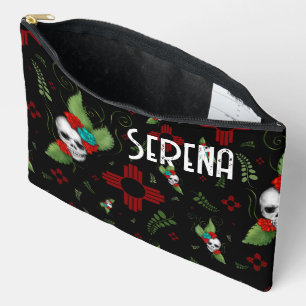 Skull Rose Zia Sun Greenerity Black New Mexico Zubehörtasche