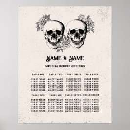 Skull Rote Rose 8 Tischplan Hochzeitsplakat Poster