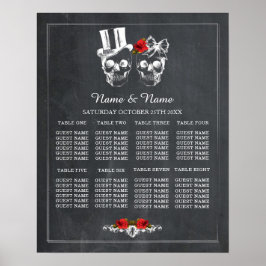 Skull Rote Rose 8 Tischplan Hochzeitsplakat Poster