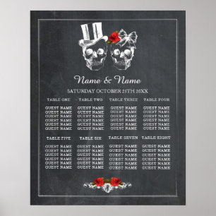 Skull Rote Rose 8 Tischplan Hochzeitsplakat Poster