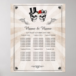 Skull Rote Rose Plan Hochzeitsposter Sitzplätze Poster