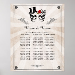 Skull Rote Rose Plan Hochzeitsposter Sitzplätze Poster